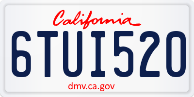 CA license plate 6TUI520