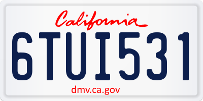 CA license plate 6TUI531