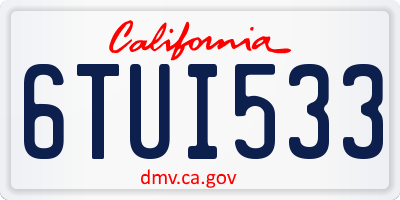 CA license plate 6TUI533