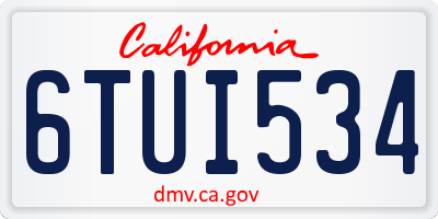CA license plate 6TUI534