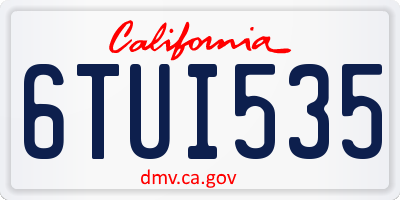 CA license plate 6TUI535