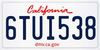 CA license plate 6TUI538