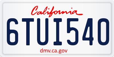 CA license plate 6TUI540