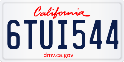 CA license plate 6TUI544