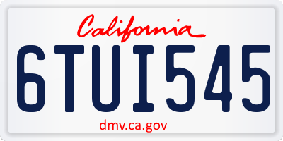 CA license plate 6TUI545