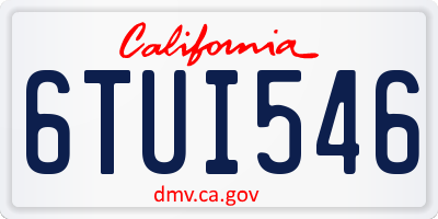 CA license plate 6TUI546