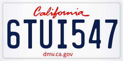 CA license plate 6TUI547