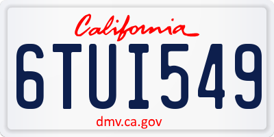 CA license plate 6TUI549
