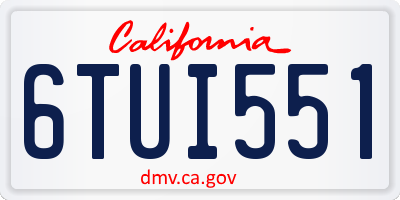 CA license plate 6TUI551