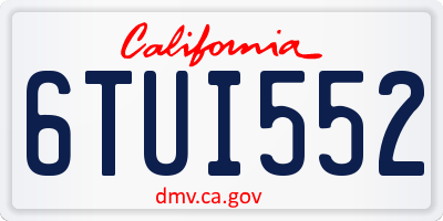 CA license plate 6TUI552