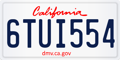 CA license plate 6TUI554