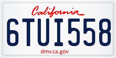 CA license plate 6TUI558