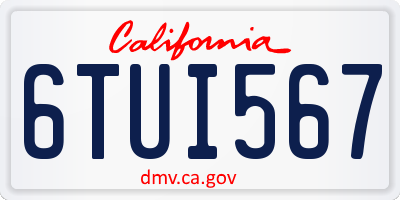 CA license plate 6TUI567