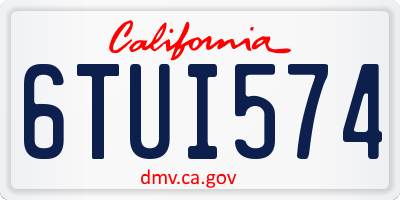 CA license plate 6TUI574