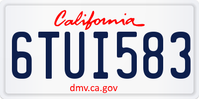 CA license plate 6TUI583