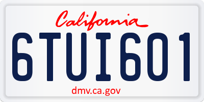 CA license plate 6TUI601