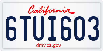 CA license plate 6TUI603