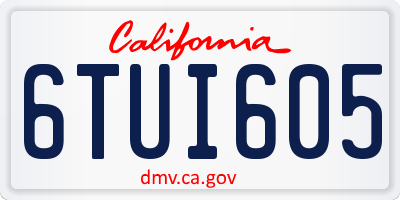 CA license plate 6TUI605
