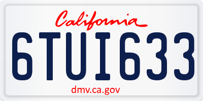 CA license plate 6TUI633