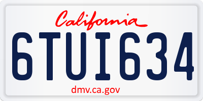 CA license plate 6TUI634
