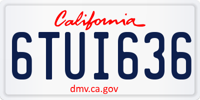 CA license plate 6TUI636