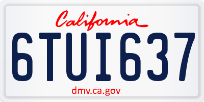 CA license plate 6TUI637