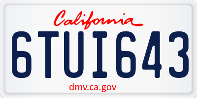 CA license plate 6TUI643