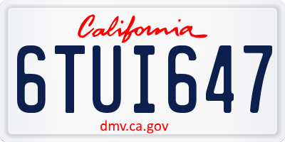CA license plate 6TUI647