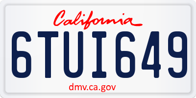 CA license plate 6TUI649