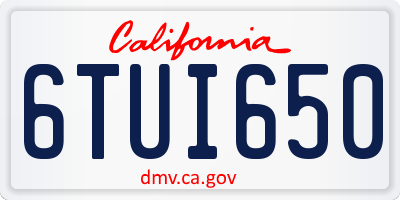 CA license plate 6TUI650