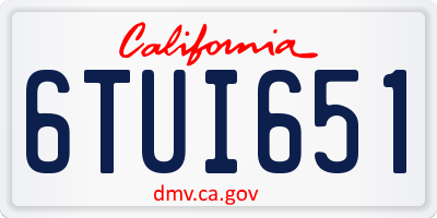 CA license plate 6TUI651