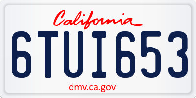 CA license plate 6TUI653