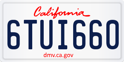 CA license plate 6TUI660