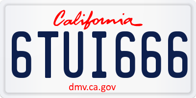 CA license plate 6TUI666