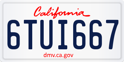 CA license plate 6TUI667