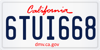 CA license plate 6TUI668