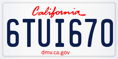 CA license plate 6TUI670