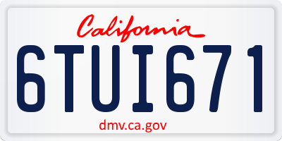 CA license plate 6TUI671