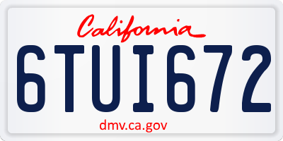 CA license plate 6TUI672