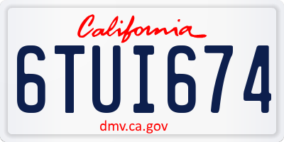 CA license plate 6TUI674
