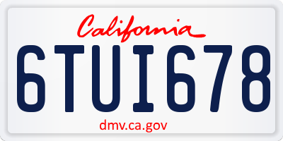 CA license plate 6TUI678