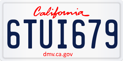CA license plate 6TUI679