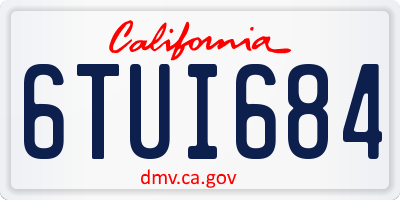CA license plate 6TUI684