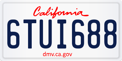 CA license plate 6TUI688