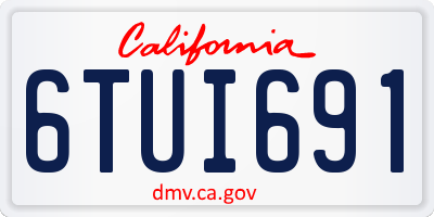 CA license plate 6TUI691