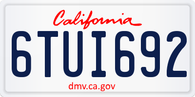 CA license plate 6TUI692