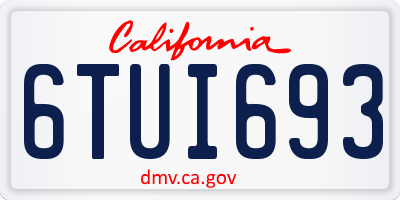 CA license plate 6TUI693