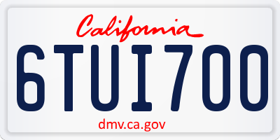 CA license plate 6TUI700
