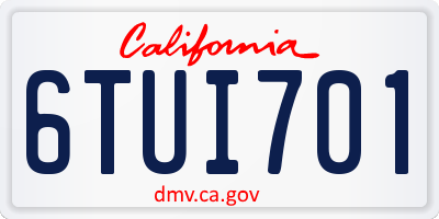 CA license plate 6TUI701