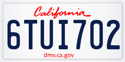 CA license plate 6TUI702
